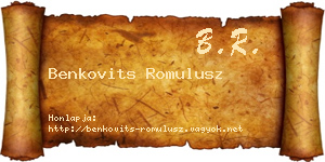 Benkovits Romulusz névjegykártya